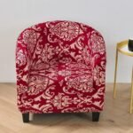 Housse Rouge Arabesque Extensibles Pour Fauteuil Club