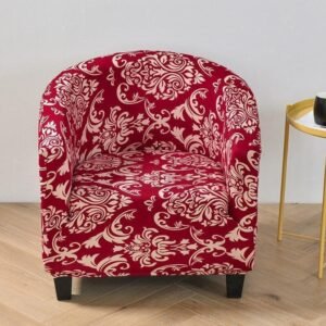 housse rouge arabesque extensibles pour fauteuil club 1