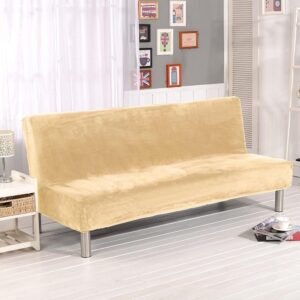 housses de canape clic clac en velours beige beige canape compris entre 185 210 cm 1