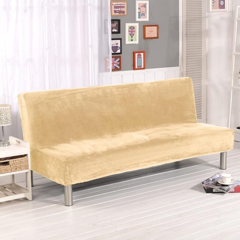 housses de canape clic clac en velours beige beige canape compris entre 185 210 cm 1