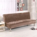 housses de canape clic clac en velours marron clair marron clair canape compris entre 185 210 cm 1