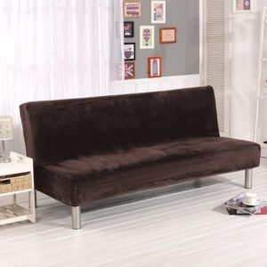 housses de canape clic clac en velours marron fonce marron fonce canape compris entre 185 210 cm 1