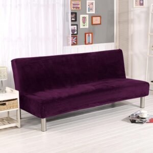 housses de canape clic clac en velours violet fonce violet fonce canape compris entre 185 210 cm 1
